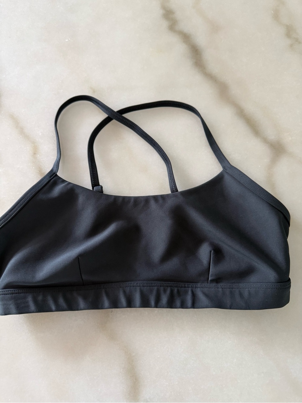 Alo yoga XS Black Strappy Bralette - in charcoal grey
